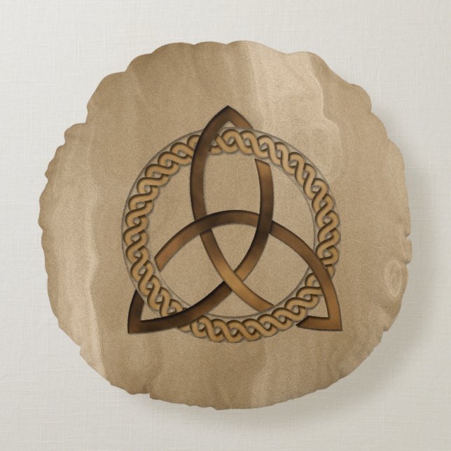 Celtic Triquetra Trinity Knot Round Kissen (Vorderseite)