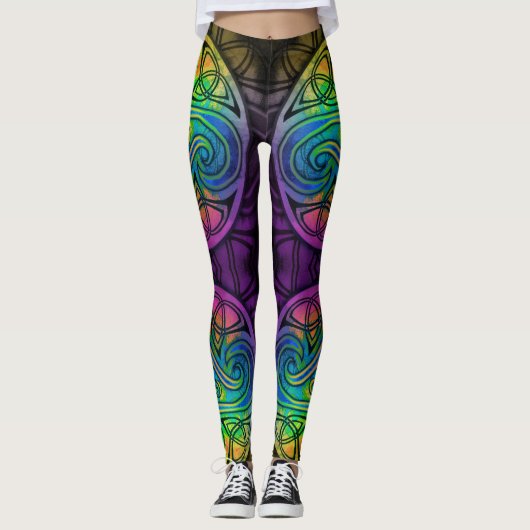 Celtic Triskele bunte Leggings (Vorderseite)