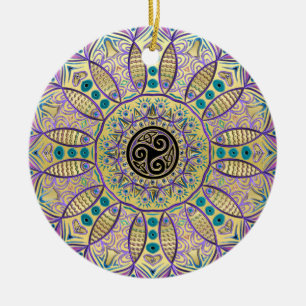 Celtic Triskele Mandala-Weihnachtsbaum-Verzierung Keramik Ornament
