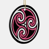 Celtic Triskele Muster, Fuchsia, Schwarz und Weiß Keramik Ornament (Rechts)