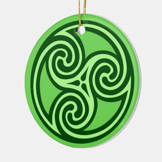 Celtic Triskele Muster, Limon und dunkel grün Keramik Ornament (Links)