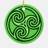 Celtic Triskele Muster, Limon und dunkel grün Keramik Ornament (Hinten)