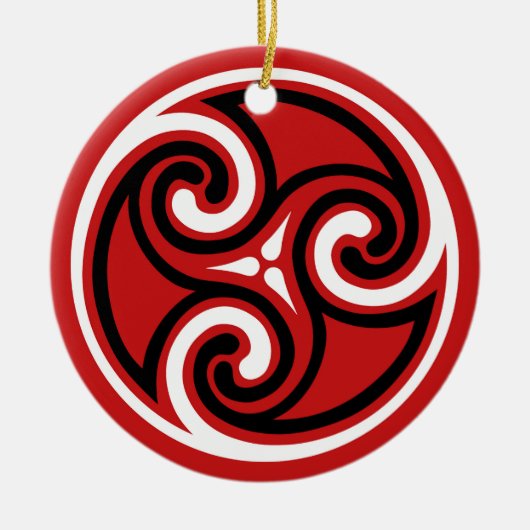 Celtic Triskele Muster, rot, schwarz und weiß Keramikornament (Vorne)