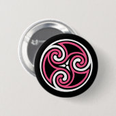 Celtic Triskele Ornament, Fuchsia, Black and White Button (Vorne & Hinten)