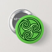 Celtic Triskele Ornament, Limon und dunkel grün Button (Vorne & Hinten)