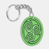 Celtic Triskele Ornament, Limon und dunkel grün Schlüsselanhänger (Vorderseite links)