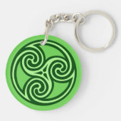 Celtic Triskele Ornament, Limon und dunkel grün Schlüsselanhänger (Rückseite)