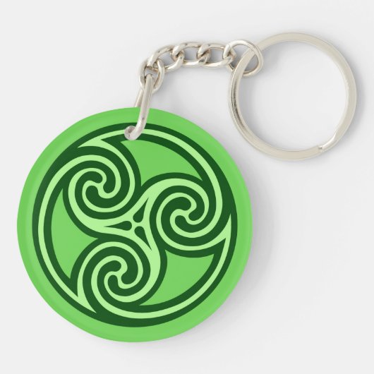 Celtic Triskele Ornament, Limon und dunkel grün Schlüsselanhänger (Rückseite)