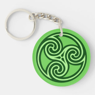 Celtic Triskele Ornament, Limon und dunkel grün Schlüsselanhänger