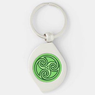 Celtic Triskele Ornament, Limon und dunkelgrün Schlüsselanhänger