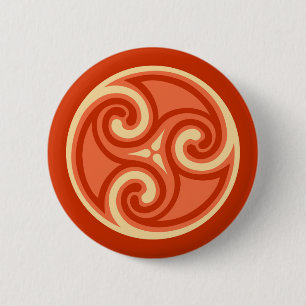 Celtic Triskele Ornament, Mandarin Orange Button