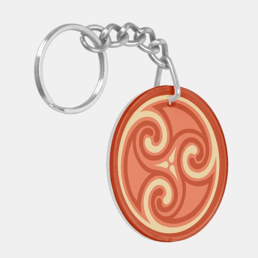 Celtic Triskele Ornament, Mandarin Orange Schlüsselanhänger (Vorderseite links)
