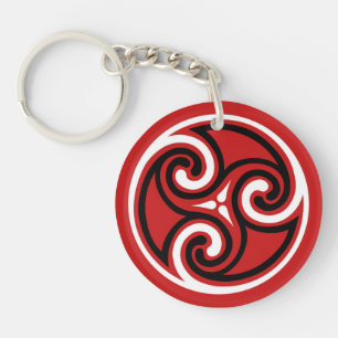 Celtic Triskele Ornament, Red, Black and White Schlüsselanhänger