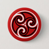 Celtic Triskele Ornament, rot, schwarz und weiß Button (Vorderseite)