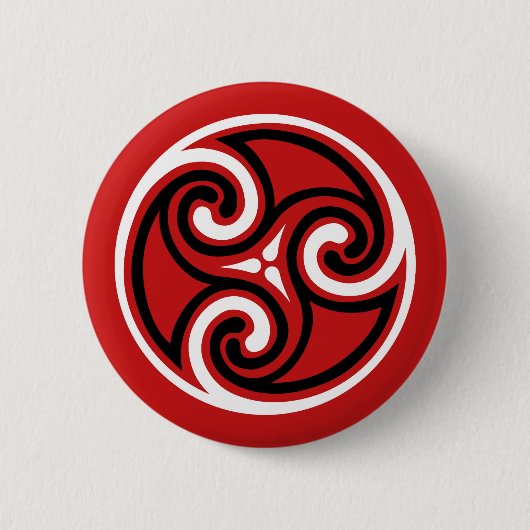 Celtic Triskele Ornament, rot, schwarz und weiß Button (Vorderseite)