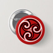 Celtic Triskele Ornament, rot, schwarz und weiß Button (Vorne & Hinten)