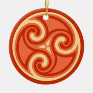 Celtic Triskele Pattern, Mandarin Orange Keramikornament