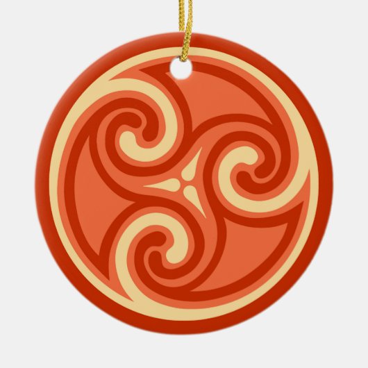 Celtic Triskele Pattern, Mandarin Orange Keramikornament (Vorne)