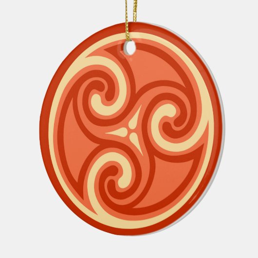 Celtic Triskele Pattern, Mandarin Orange Keramikornament (Links)
