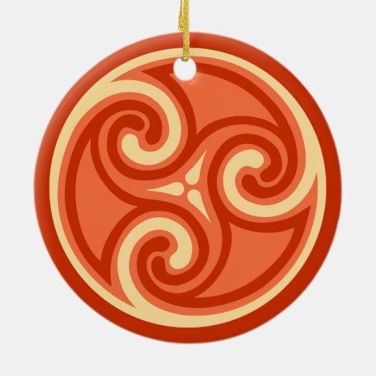 Celtic Triskele Pattern, Mandarin Orange Keramikornament (Hinten)