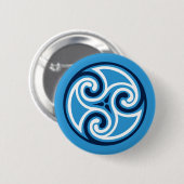 Celtic Triskele Verzierung, Himmel-Blau und Weiß Button (Vorne & Hinten)