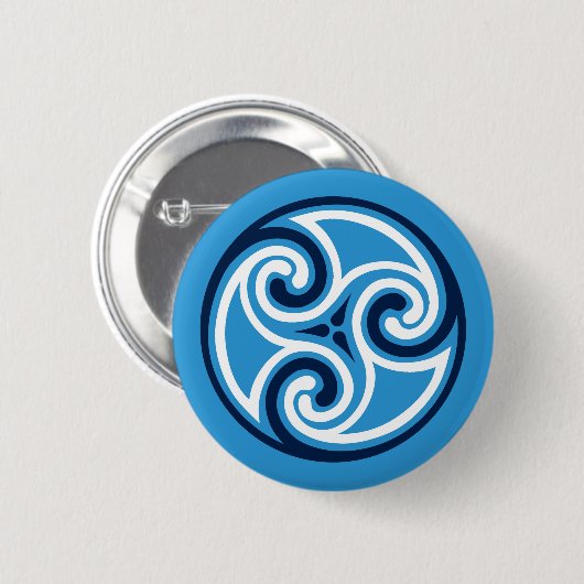Celtic Triskele Verzierung, Himmel-Blau und Weiß Button (Vorne & Hinten)