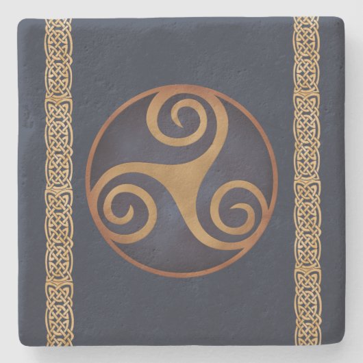 Celtic Triskelion (Blau) Benutzerdefinierte Vorlag Steinuntersetzer (Vorderseite)