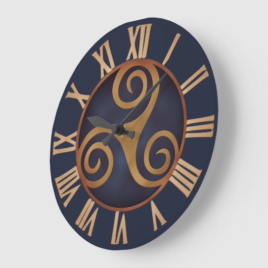 Celtic Triskelion (blau) Custom Große Wanduhr (Winkel)