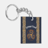 Celtic Triskelion (blau) Custom Schlüsselanhänger (Vorderseite links)