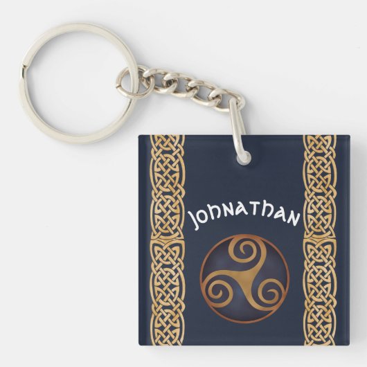 Celtic Triskelion (blau) Custom Schlüsselanhänger (Vorderseite)