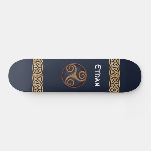 Celtic Triskelion (blau) Custom Skateboard (Horizontal)