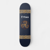 Celtic Triskelion (blau) Custom Skateboard (Vorderseite)