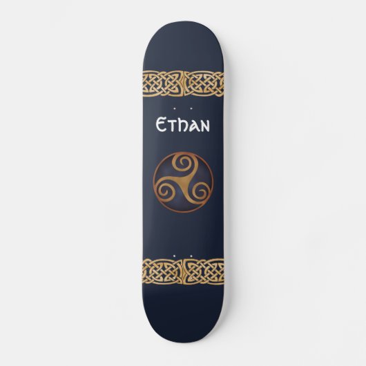 Celtic Triskelion (blau) Custom Skateboard (Vorderseite)