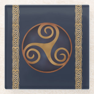 Celtic Triskelion (blaue) kundenspezifische Glasuntersetzer