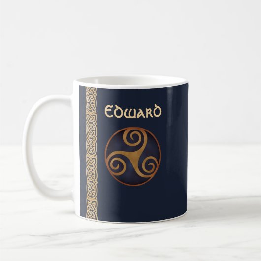 Celtic Triskelion (blaue) kundenspezifische Kaffeetasse (Links)
