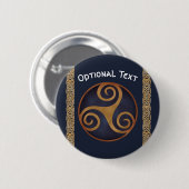Celtic Triskelion (Blue) Custom Button (Vorne & Hinten)