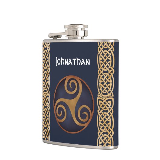 Celtic Triskelion (Blue) Custom Flachmann (Links)