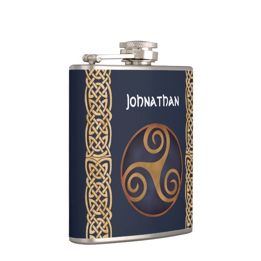 Celtic Triskelion (Blue) Custom Flachmann (Rechts)