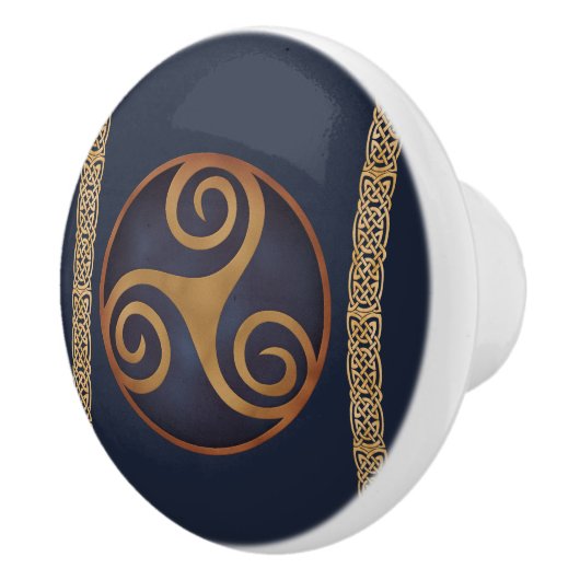 Celtic Triskelion (Blue) Custom Keramikknauf (Rechts)