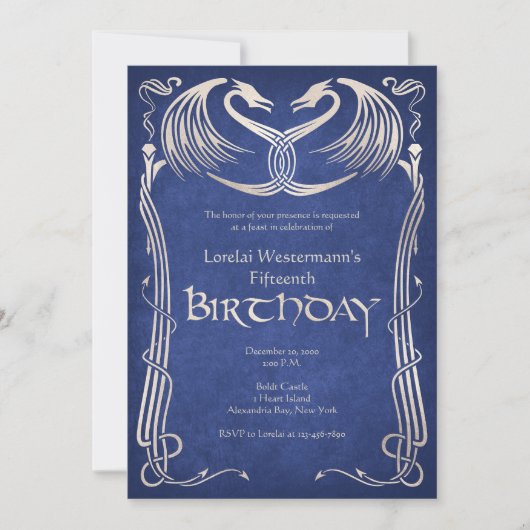 Celtic Viking Dragon Birthday Einladung (Vorderseite)