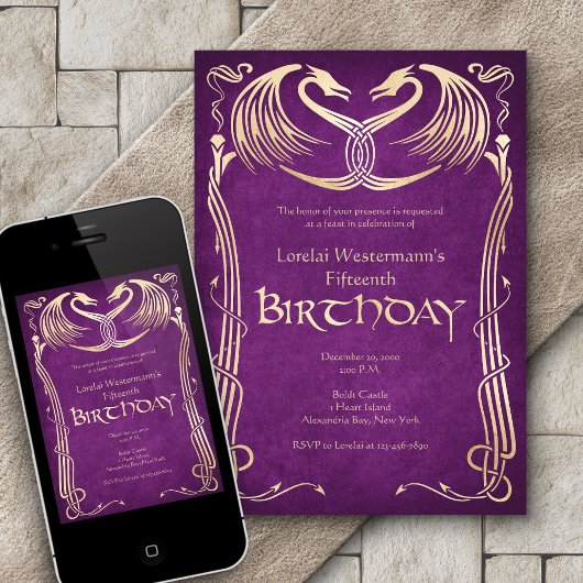 Celtic Viking Dragon Birthday Einladung