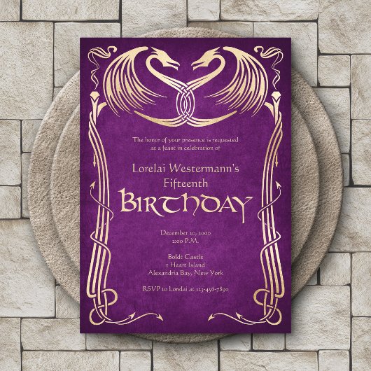 Celtic Viking Dragon Birthday Einladung