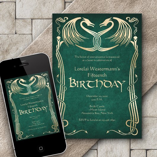 Celtic Viking Dragon Birthday Einladung
