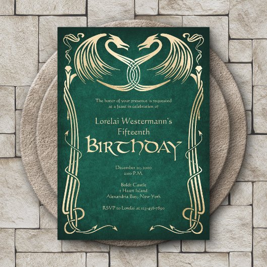 Celtic Viking Dragon Birthday Einladung