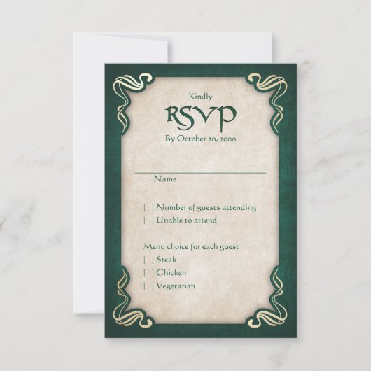Celtic Viking Dragon Wedding RSVP Karte (Vorderseite)