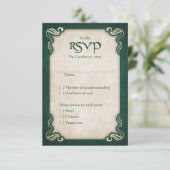 Celtic Viking Dragon Wedding RSVP Karte (Stehend Vorderseite)