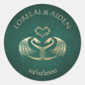 Celtic Viking Dragon Wedding Runder Aufkleber (Vorderseite)