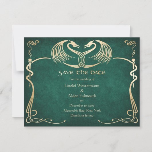 Celtic Viking Dragon Wedding Save The Date (Vorderseite)