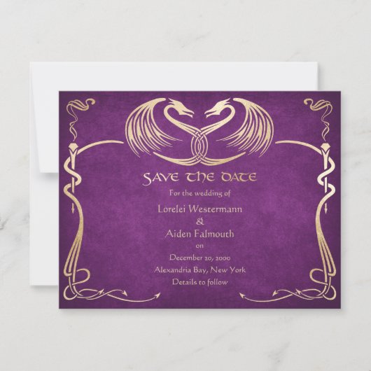 Celtic Viking Dragon Wedding Save The Date (Vorderseite)