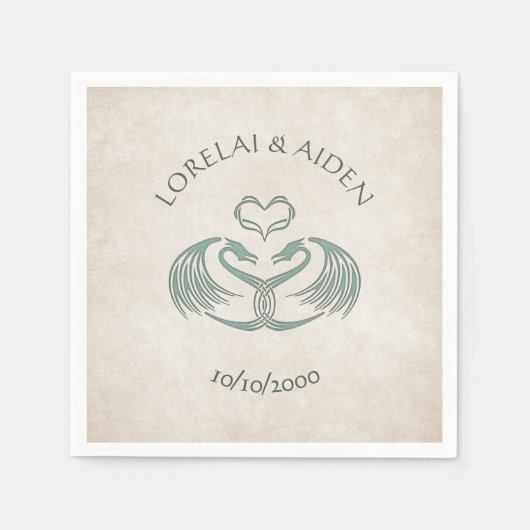 Celtic Viking Dragon Wedding Serviette (Vorderseite)